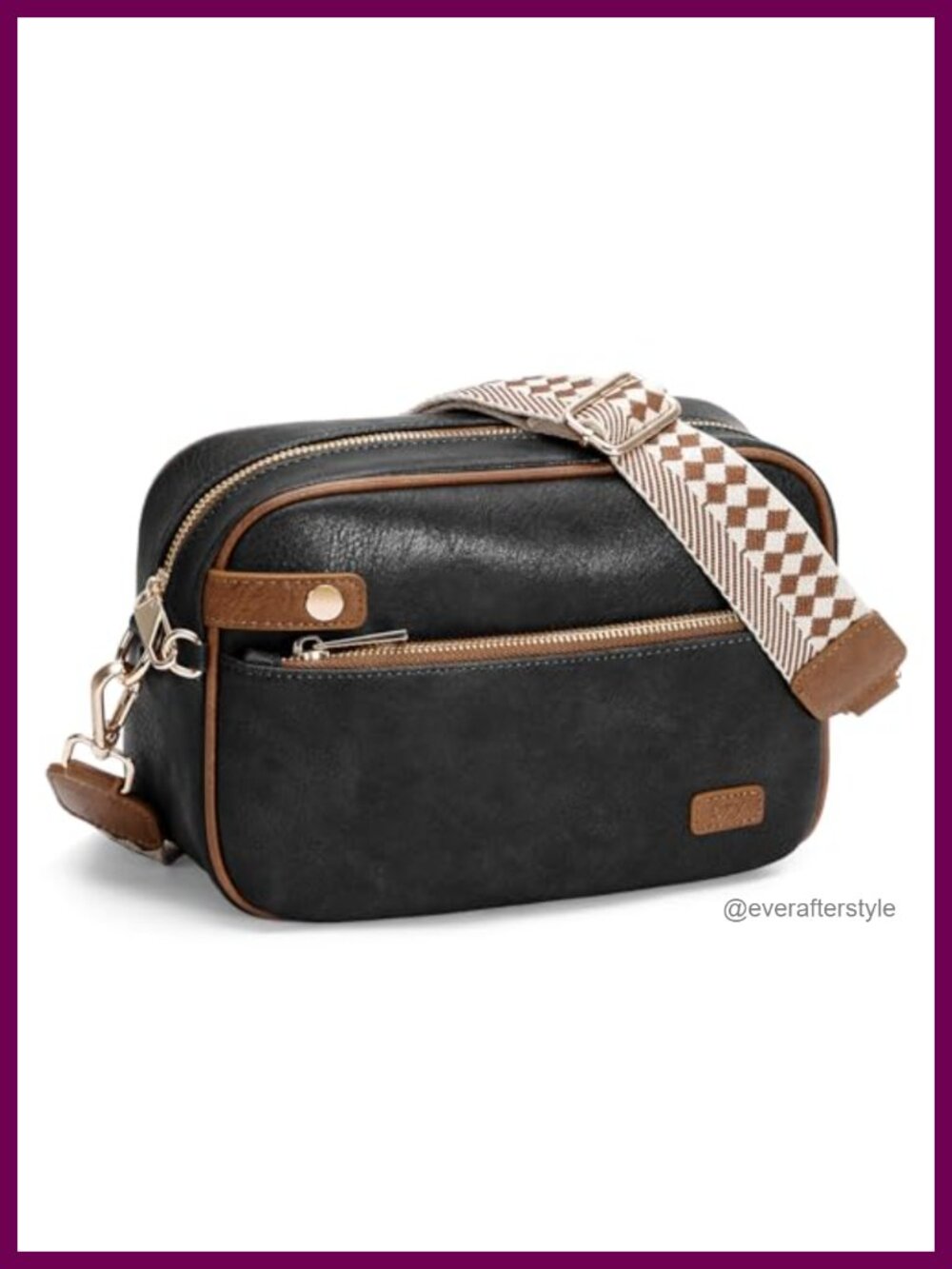 OFY Crossbody Bag Small Vegan Leather Purse Detachable Wide Strap